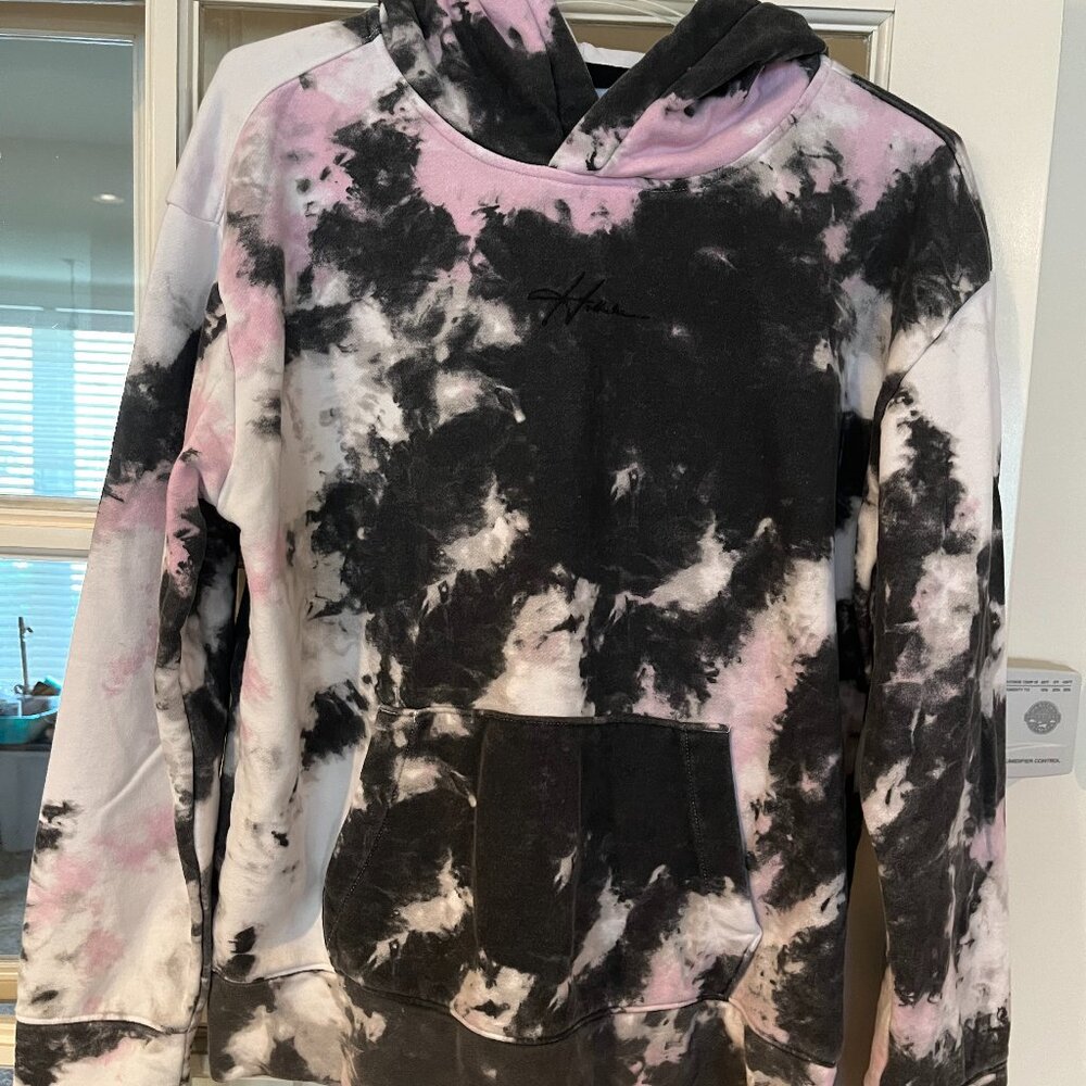 Hollister Black White Pink Hoodie Men's Small
